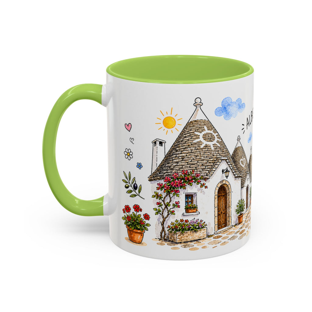 Alberobello Illustrated Travel Mug | Italy Souvenir Accent Coffee Mug | 11oz 15oz Ceramic Cup