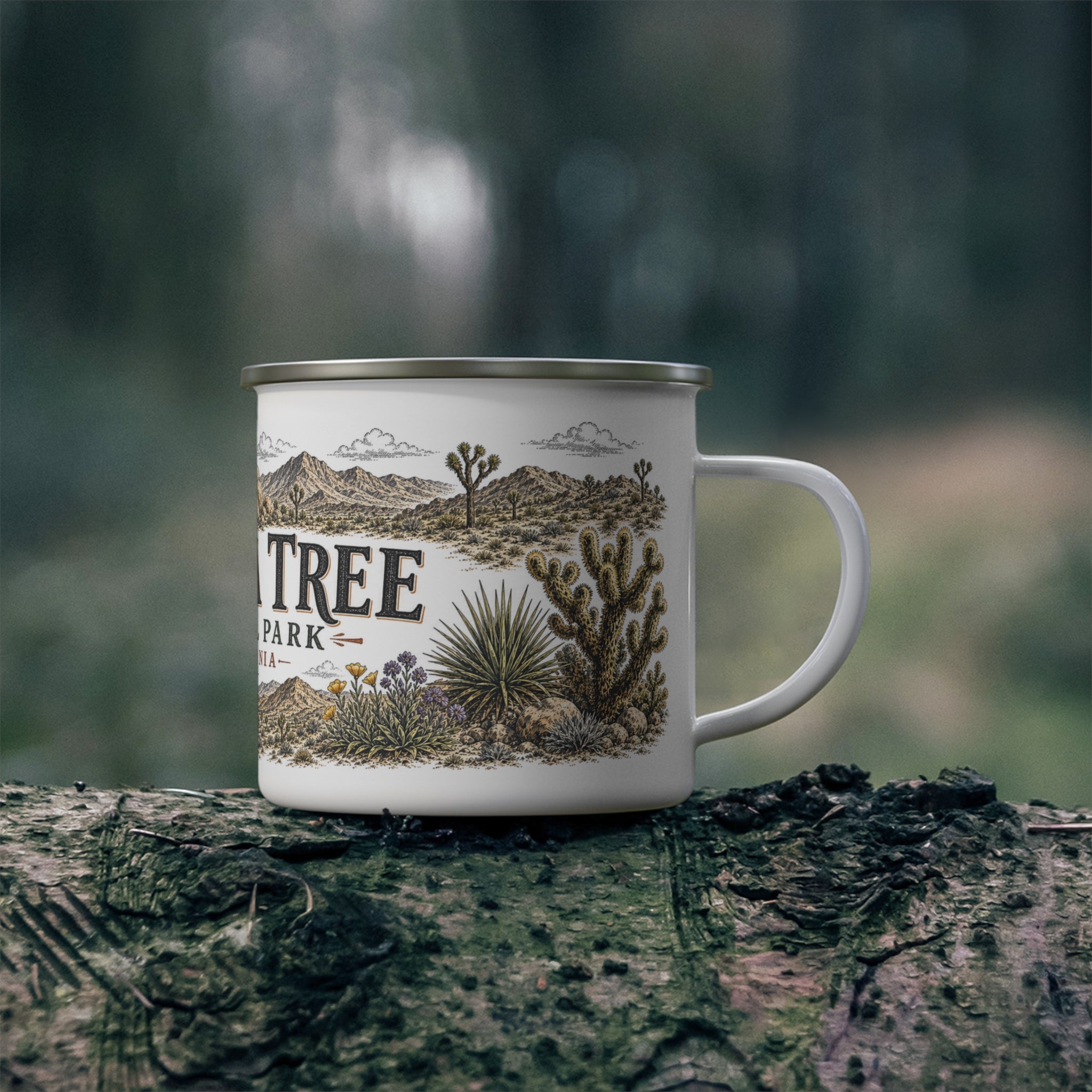 Joshua Tree National Park Vintage Enamel Camping Mug | 12oz National Park Hiking Gift