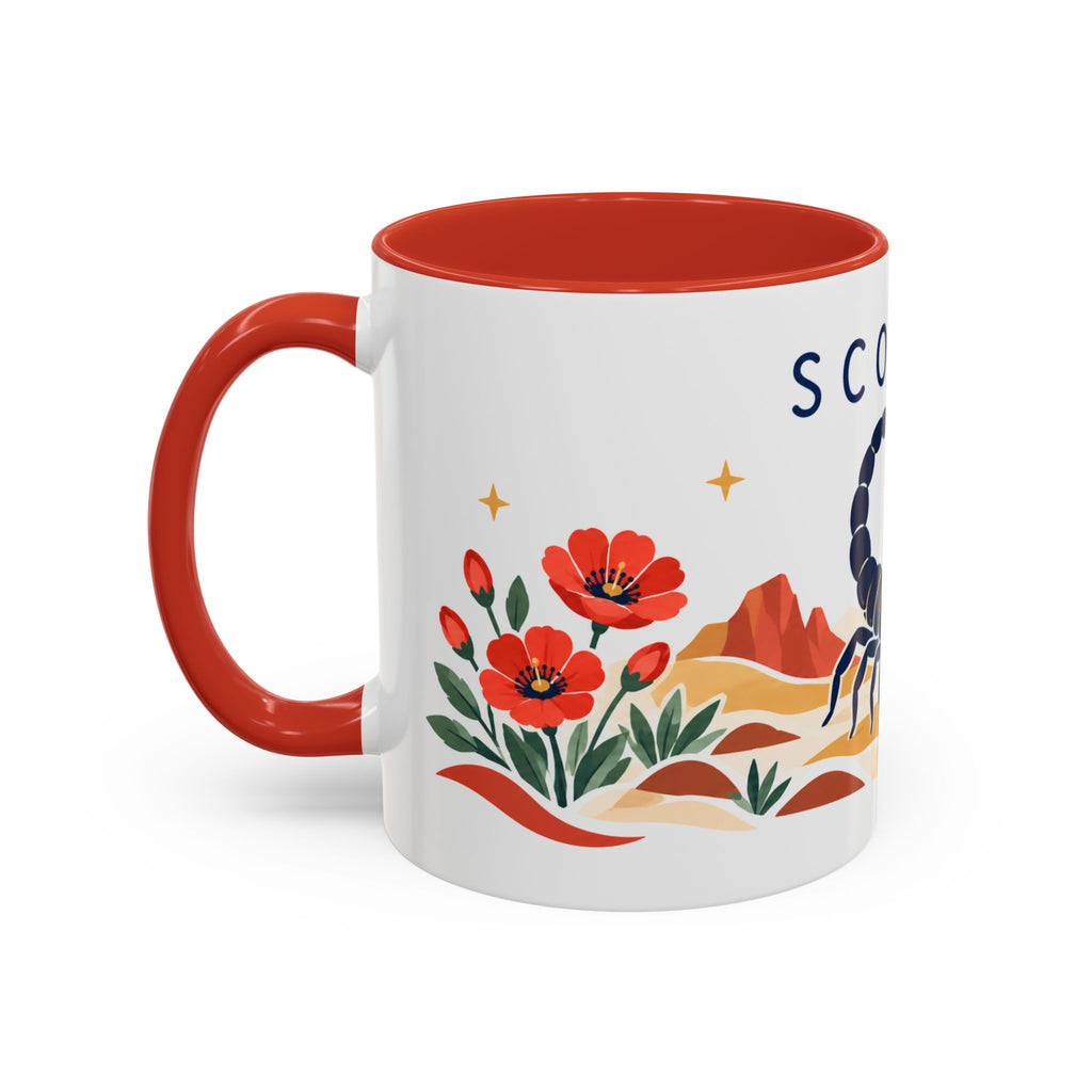 Scorpio Zodiac Coffee Mug | Scorpion and Desert Design | Astrology Birthday Gift | 11 oz 15 oz Ceramic Accent Mug