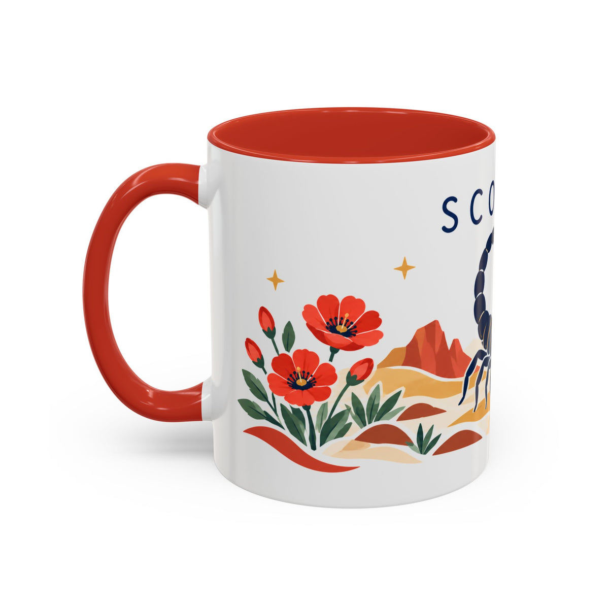 Scorpio Zodiac Coffee Mug | Scorpion and Desert Design | Astrology Birthday Gift | 11 oz 15 oz Ceramic Accent Mug
