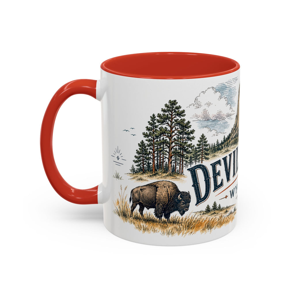 Devils Tower Mug, Wyoming Travel Souvenir, Bucket List Gift, Accent Ceramic Coffee Mug 11oz 15oz