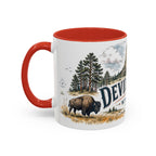 Devils Tower Mug, Wyoming Travel Souvenir, Bucket List Gift, Accent Ceramic Coffee Mug 11oz 15oz