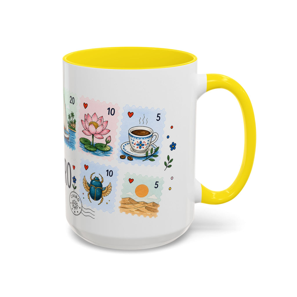 Cairo Coffee Mug | Postage Stamp Collage Mug | Travel Souvenir Accent Cup 11oz 15oz