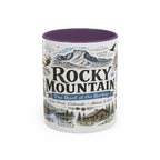 Rocky Mountain Coffee Mug | National Park Hiking Camping Gift | Accent Color Ceramic 11oz 15oz