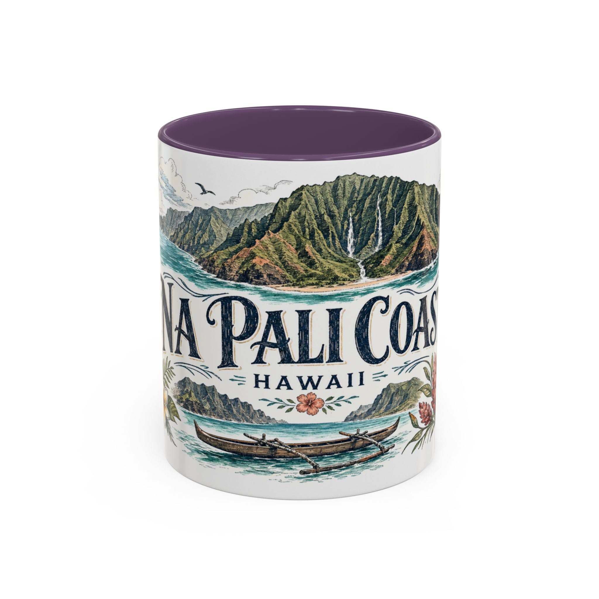Na Pali Coast Mug, Hawaii Travel Souvenir, Bucket List Gift, Accent Ceramic Coffee Mug 11oz 15oz