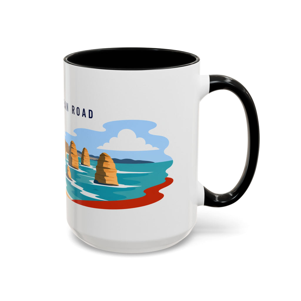Great Ocean Road Coffee Mug | Travel Destination Souvenir Gift | Accent Color Ceramic 11oz 15oz