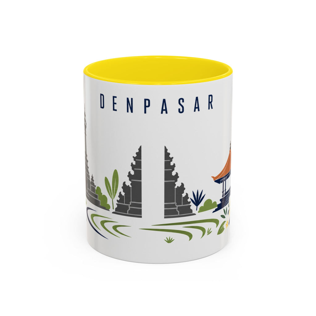 Denpasar Coffee Mug | Indonesia Travel Souvenir | Porcelain Decal City Gift | 11oz 15oz Accent Mug