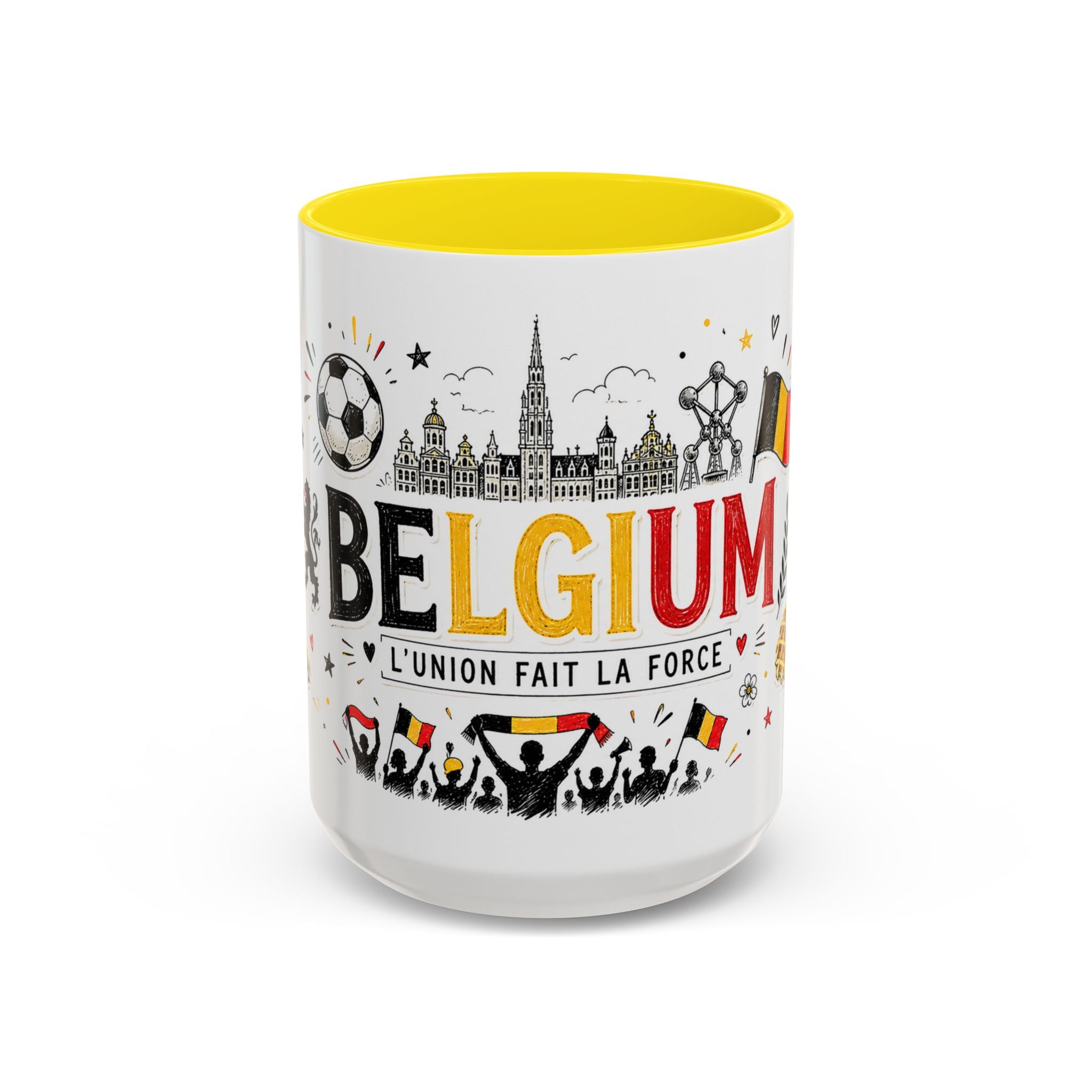 Belgium Soccer Coffee Mug | Soccer Fan Gift | Accent Color Ceramic 11oz 15oz Match Day Cup