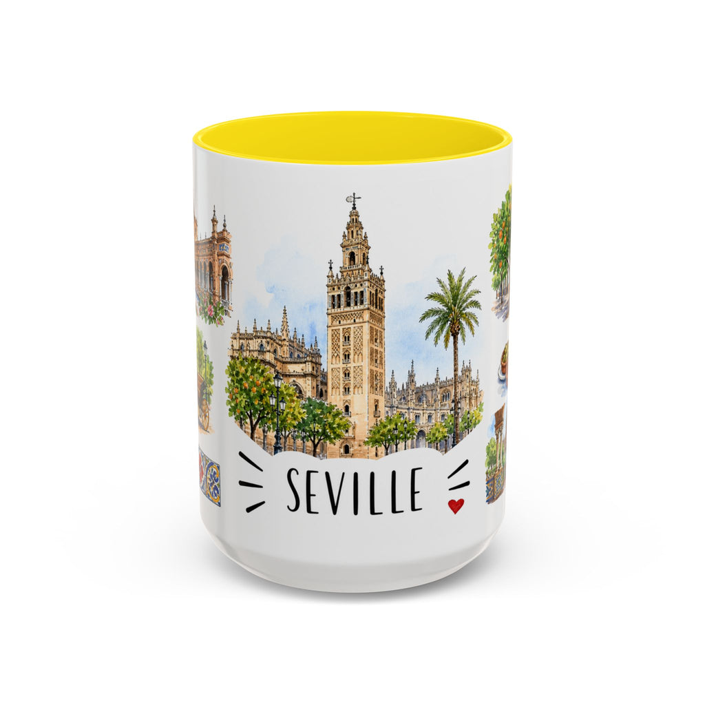 Seville Illustrated Travel Mug | City Souvenir Accent Coffee Mug | 11oz 15oz Ceramic Cup