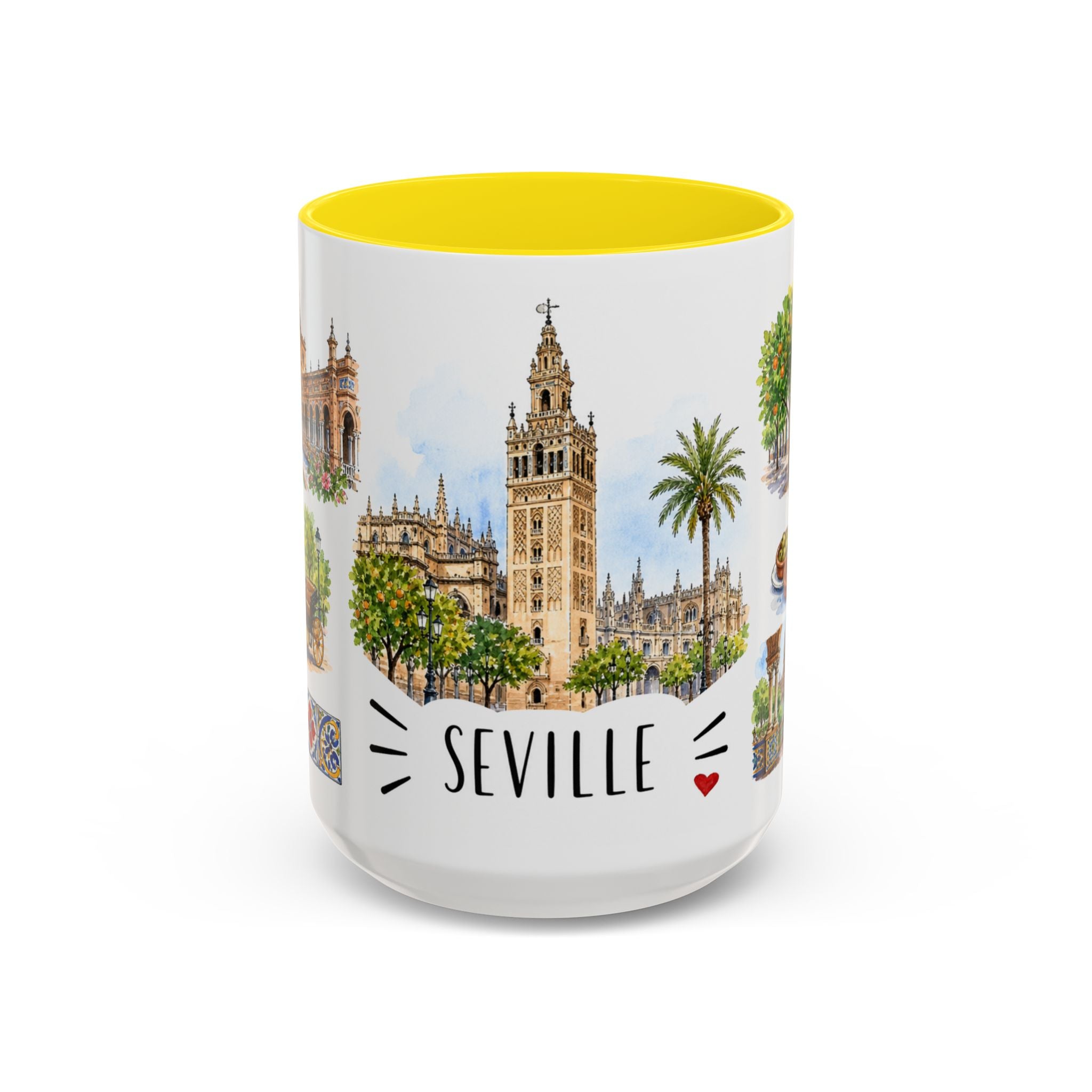 Seville Illustrated Travel Mug | City Souvenir Accent Coffee Mug | 11oz 15oz Ceramic Cup
