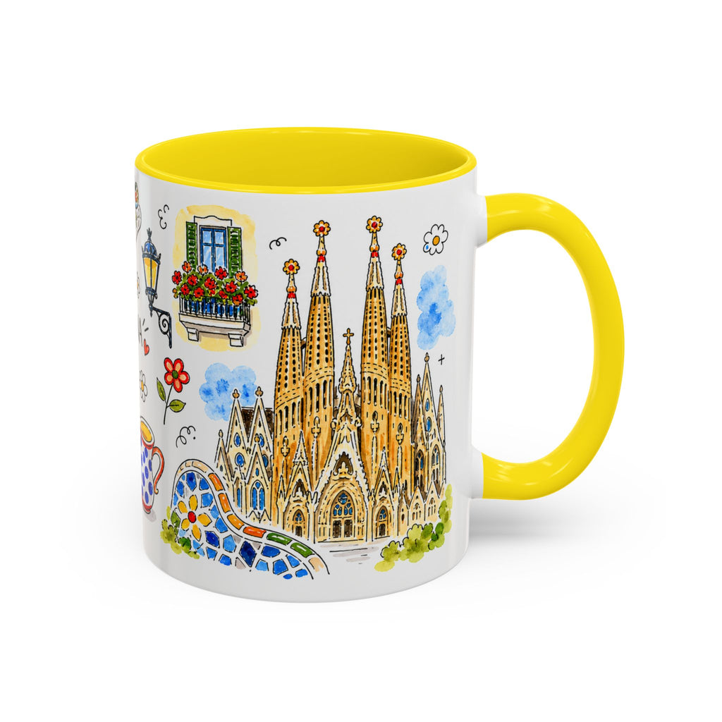 Barcelona Travel Mug | European City Souvenir Accent Coffee Mug | 11oz 15oz Ceramic Cup