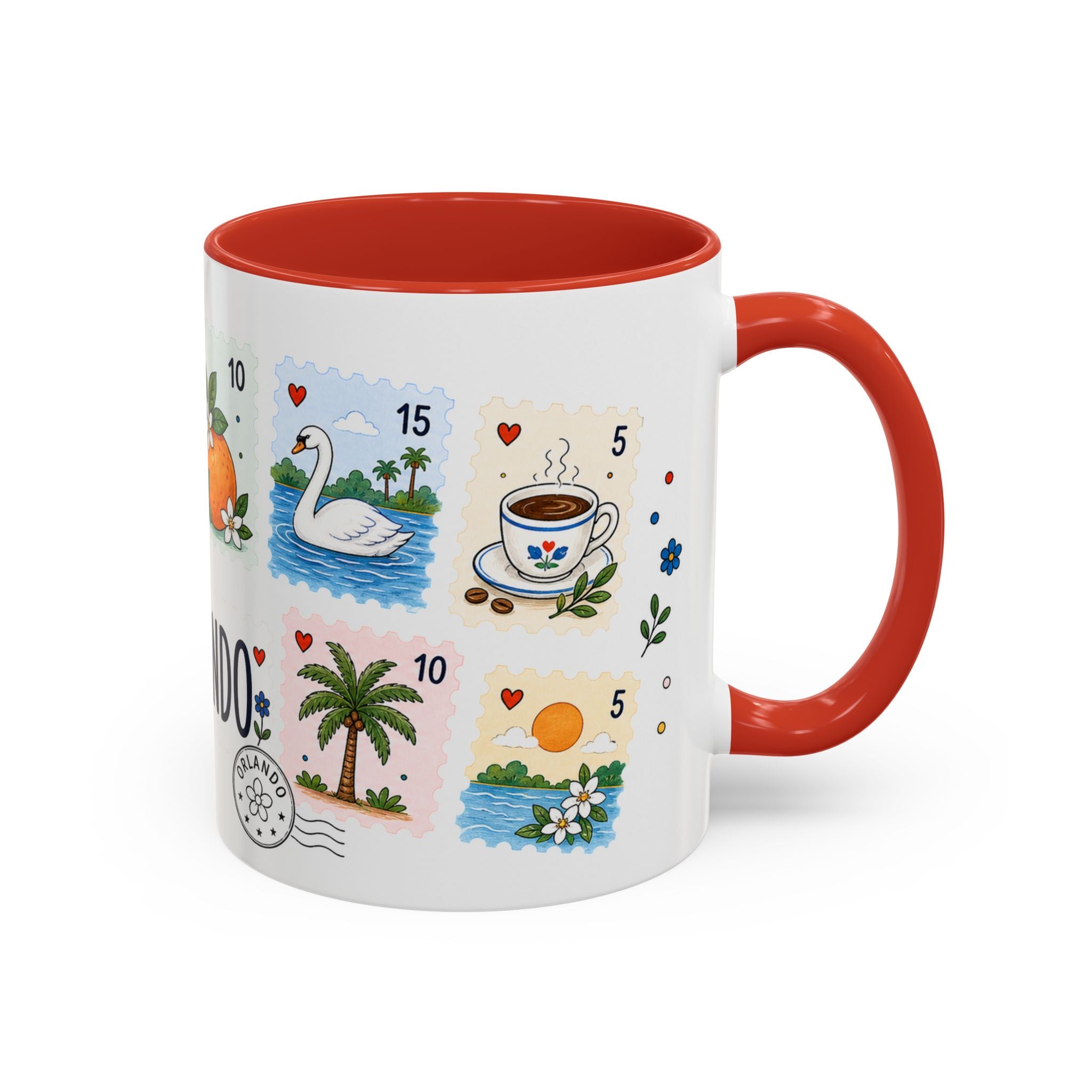 Orlando Coffee Mug | Postage Stamp Collage Mug | Travel Souvenir Accent Cup 11oz 15oz