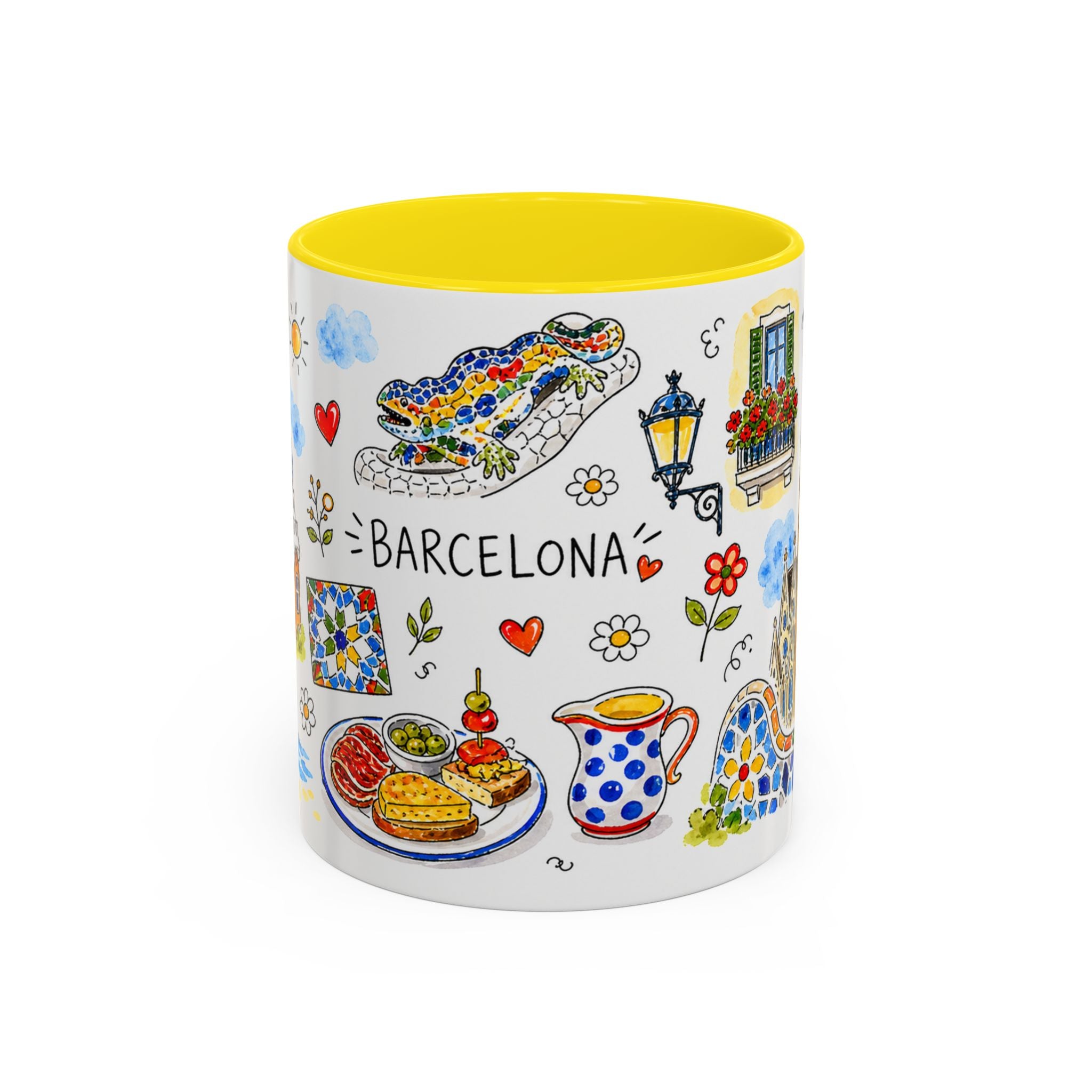 Barcelona Travel Mug | European City Souvenir Accent Coffee Mug | 11oz 15oz Ceramic Cup
