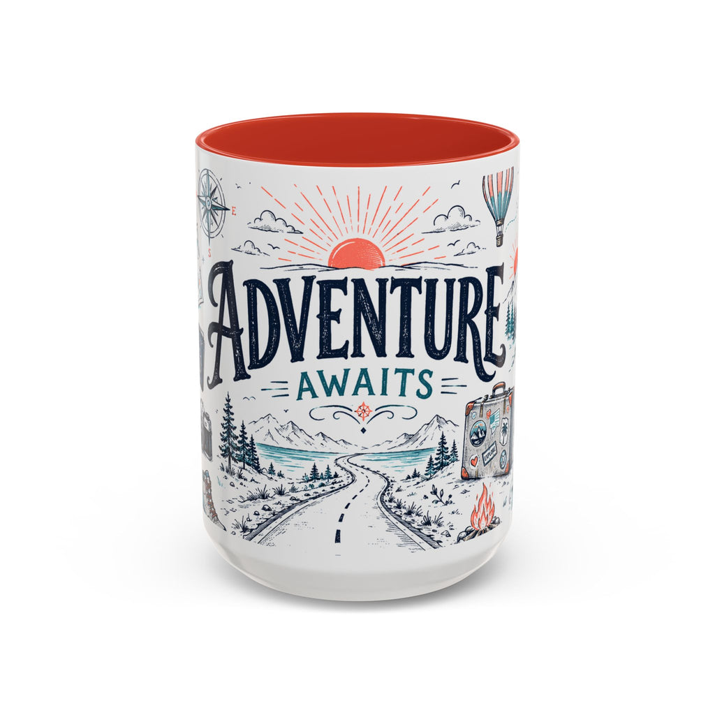 Adventure Awaits Coffee Mug | Class of 2026 Graduation Gift | Accent Color Ceramic 11oz 15oz