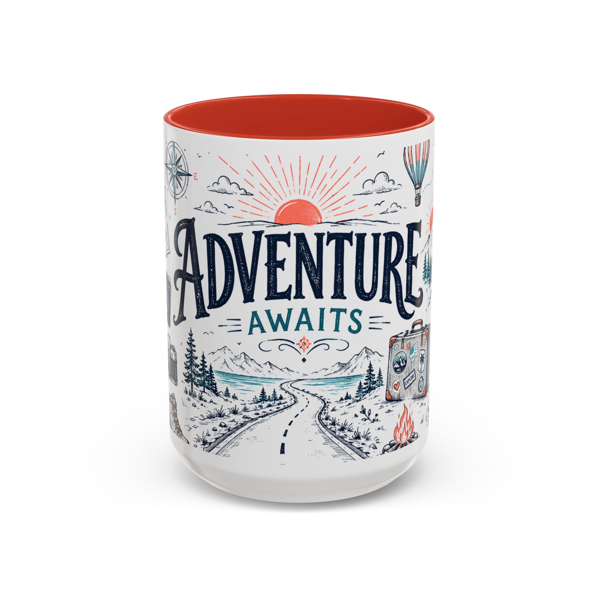 Adventure Awaits Coffee Mug | Class of 2026 Graduation Gift | Accent Color Ceramic 11oz 15oz