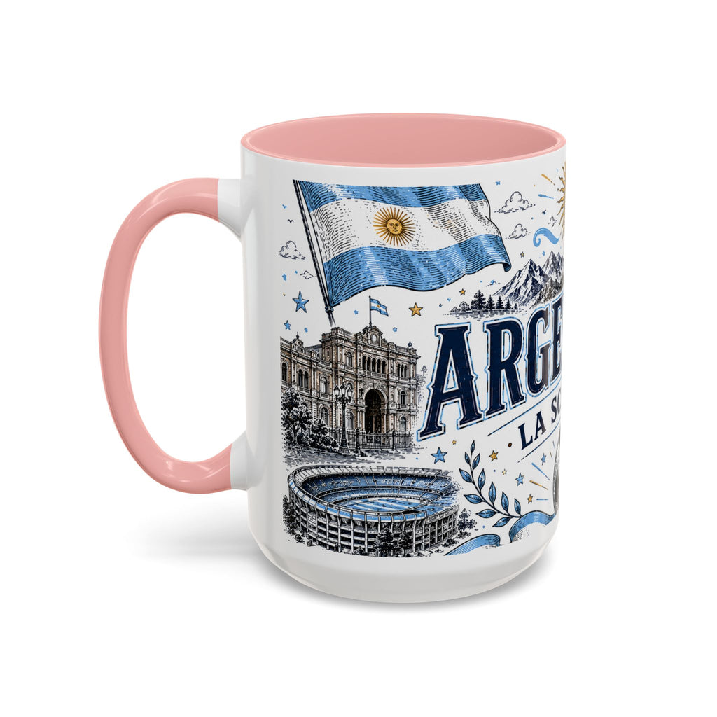 Argentina Soccer Coffee Mug | Soccer Fan Gift | Accent Color Ceramic 11oz 15oz Match Day Cup
