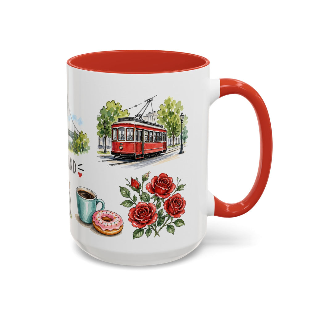 Portland Illustrated Travel Mug | City Souvenir Accent Coffee Mug | 11oz 15oz Ceramic Cup