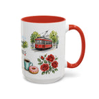 Portland Illustrated Travel Mug | City Souvenir Accent Coffee Mug | 11oz 15oz Ceramic Cup