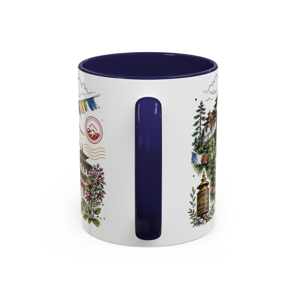 Bhutan Valleys Coffee Mug | Travel Destination Souvenir Gift | Accent Color Ceramic 11oz 15oz