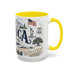 America the Beautiful Coffee Mug | Patriotic USA Gift | Accent Color Ceramic 11oz 15oz