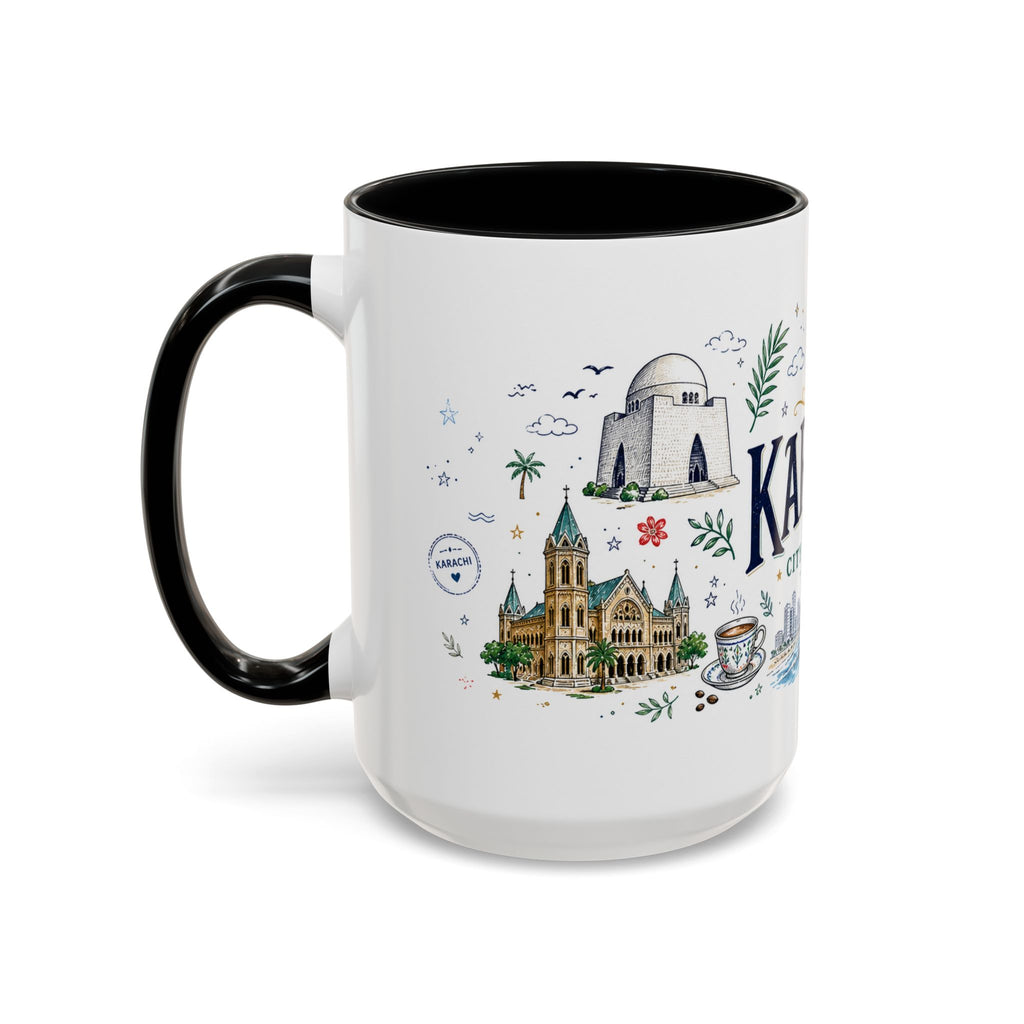 Karachi Coffee Mug | Pakistan Souvenir Travel Gift | Accent Color Ceramic 11oz 15oz