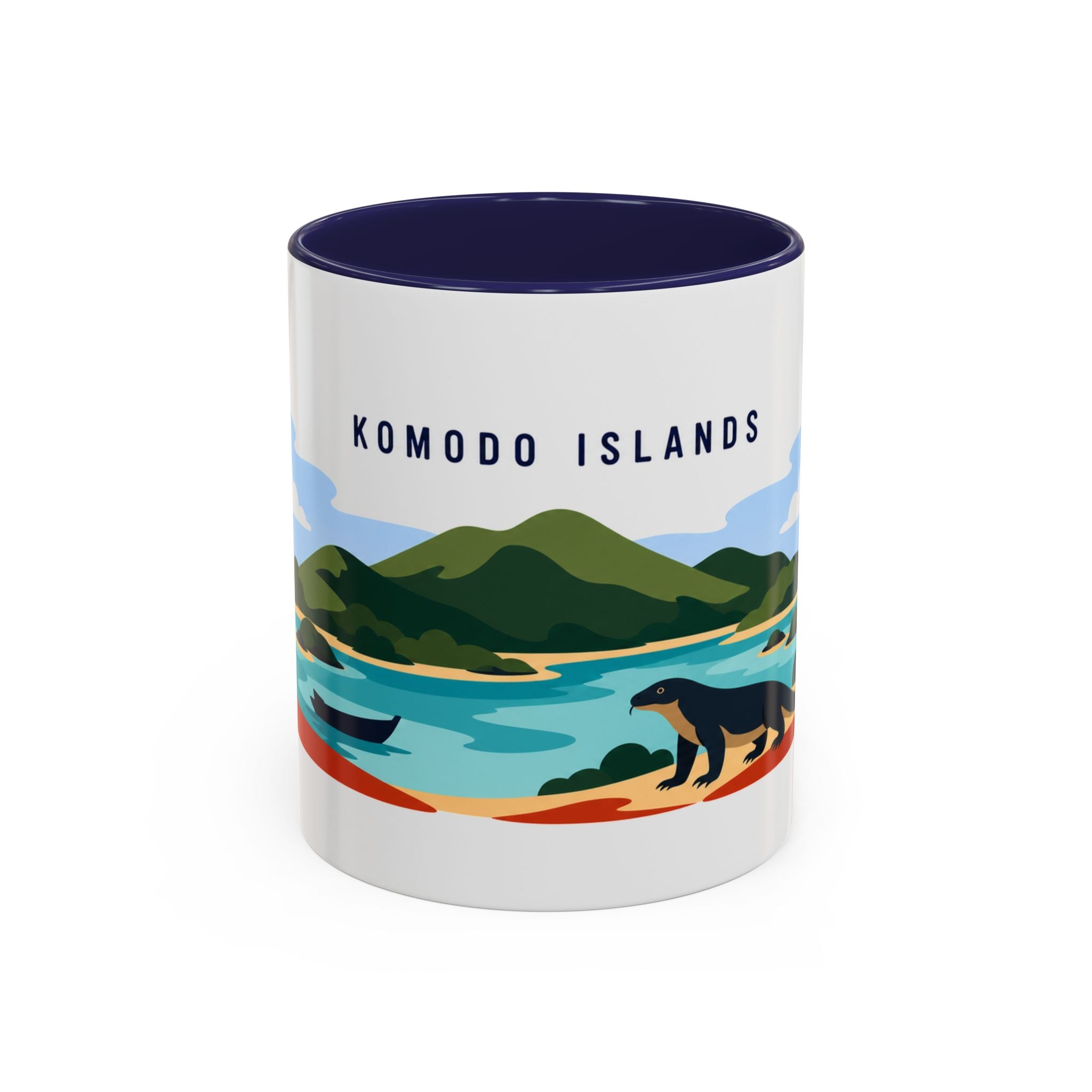 Komodo Islands Coffee Mug | Travel Destination Souvenir Gift | Accent Color Ceramic 11oz 15oz