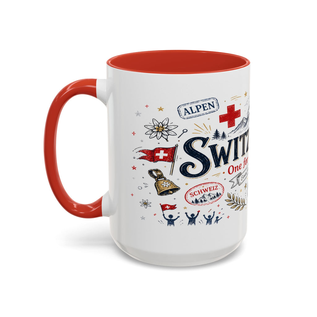 Switzerland Coffee Mug | World Cup Soccer Fan Gift | Accent Color Ceramic 11oz 15oz