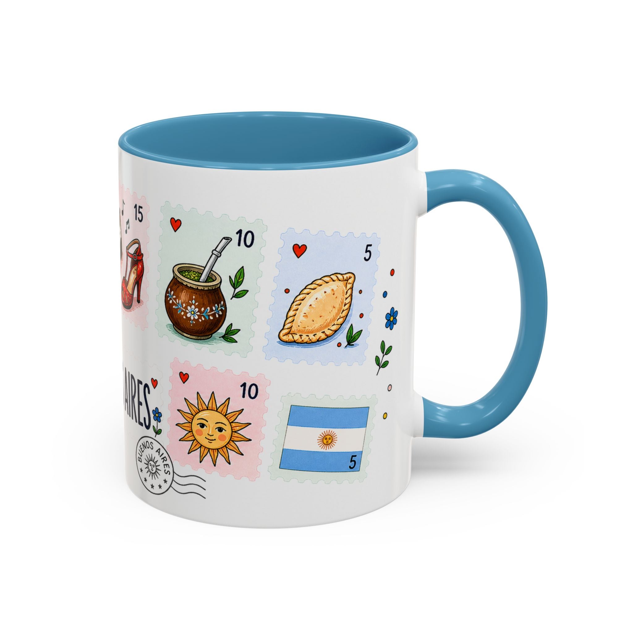 Buenos Aires Coffee Mug | Postage Stamp Collage Mug | Travel Souvenir Accent Cup 11oz 15oz