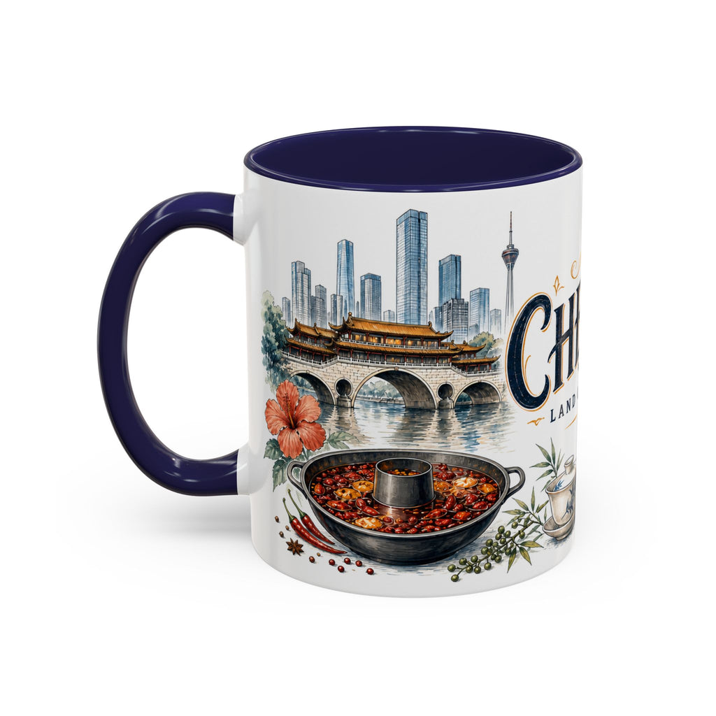 Chengdu Coffee Mug | China Travel Souvenir | Vintage Illustrated City Gift | 11 oz 15 oz Accent Mug