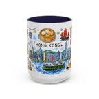 Hong Kong Illustrated Travel Mug | City Souvenir Accent Coffee Mug | 11oz 15oz Ceramic Cup