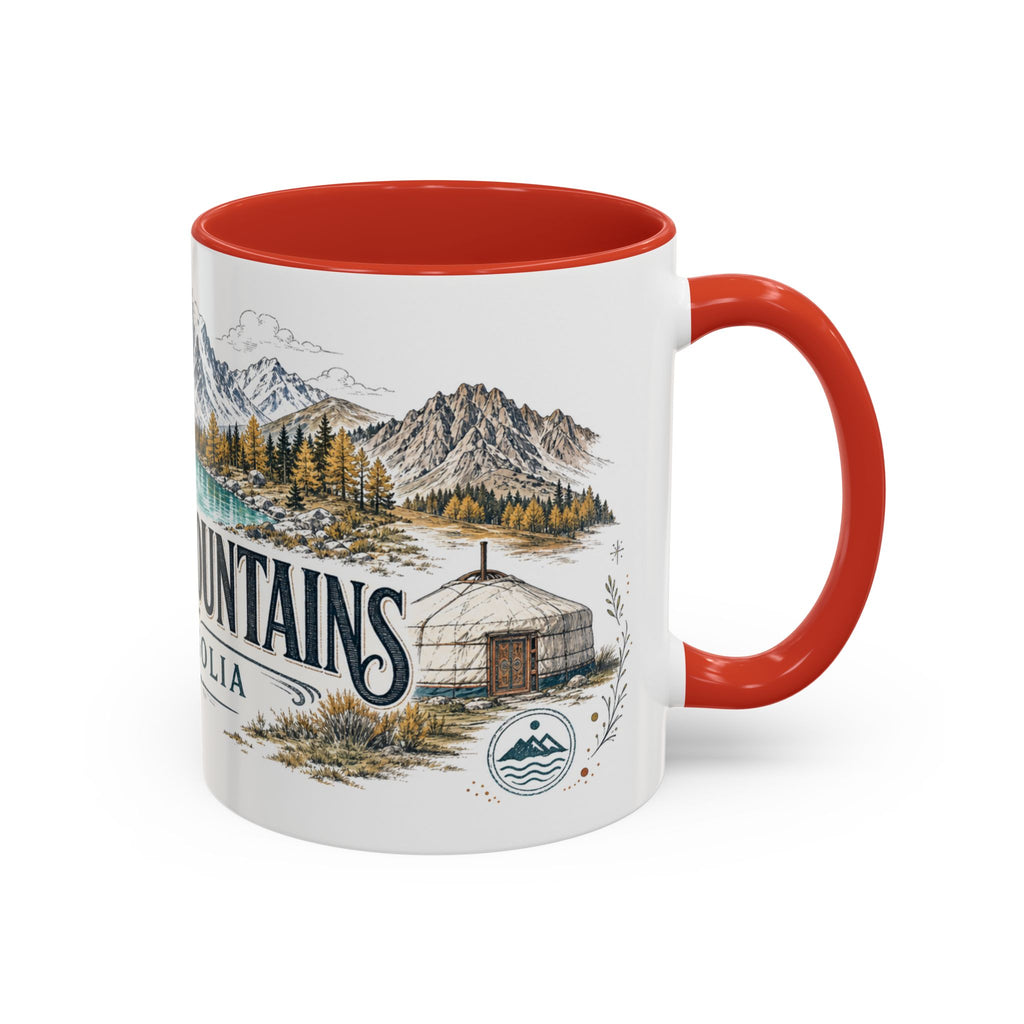 Altai Mountains Mug, Mongolia Travel Souvenir, Bucket List Gift, Accent Ceramic Coffee Mug 11oz 15oz