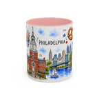 Philadelphia Illustrated Travel Mug | City Souvenir Accent Coffee Mug | 11oz 15oz Ceramic Cup