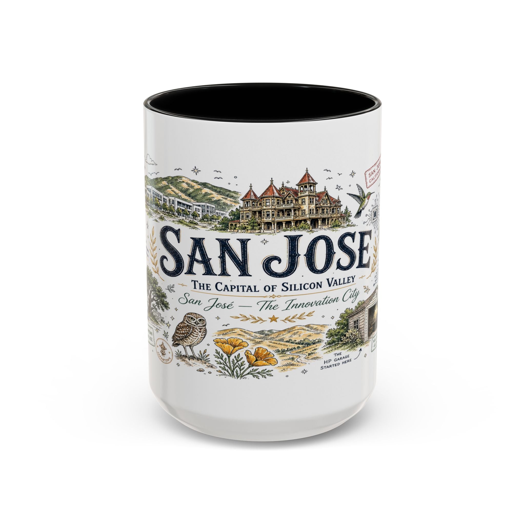 San Jose Coffee Mug | California Souvenir City Gift | Accent Color Ceramic 11oz 15oz