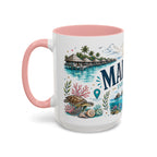 Maldives Coffee Mug | Travel Destination Souvenir Gift | Accent Color Ceramic 11oz 15oz