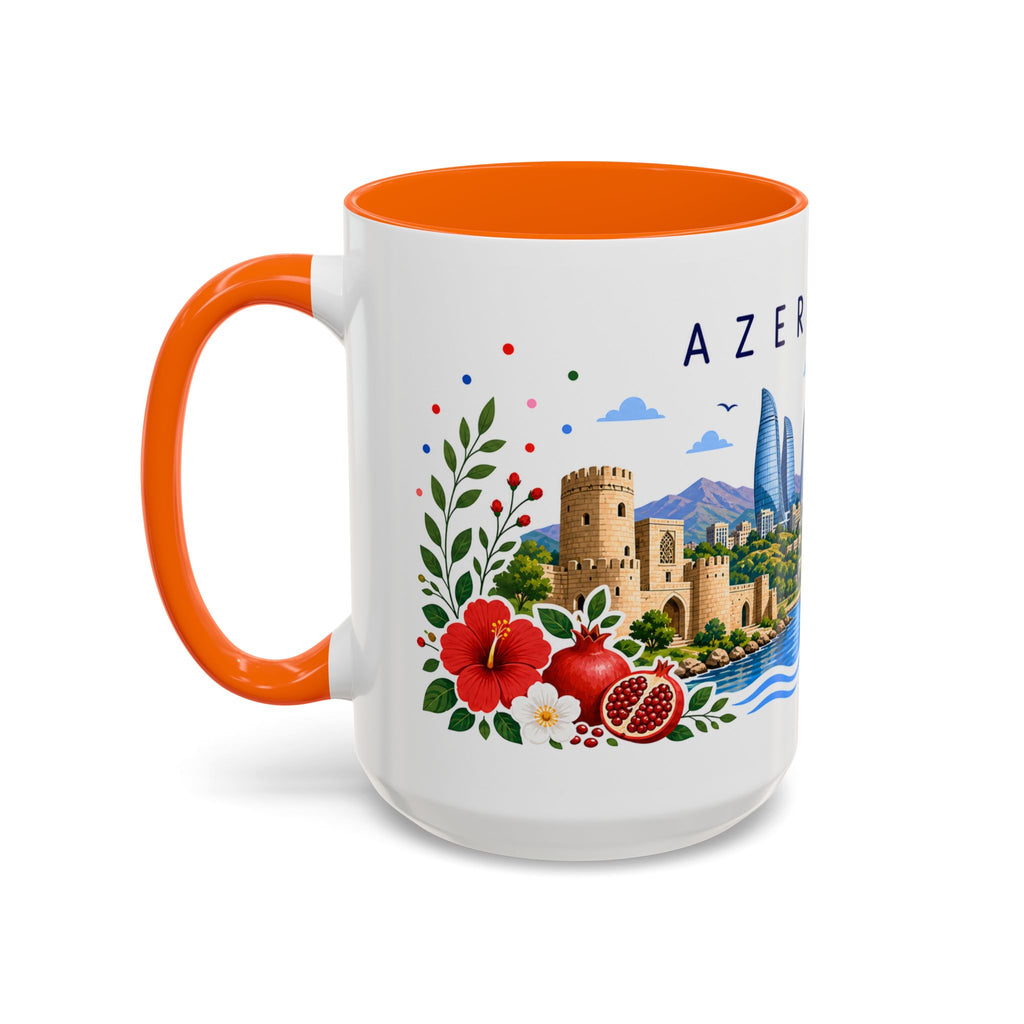Azerbaijan Coffee Mug | Travel Souvenir Accent Mug | Place Gift Ceramic Cup 11oz 15oz
