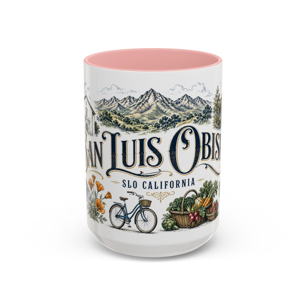 San Luis Obispo Coffee Mug | United States Travel Souvenir | Vintage Illustrated City Gift | 11 oz 15 oz Accent Mug