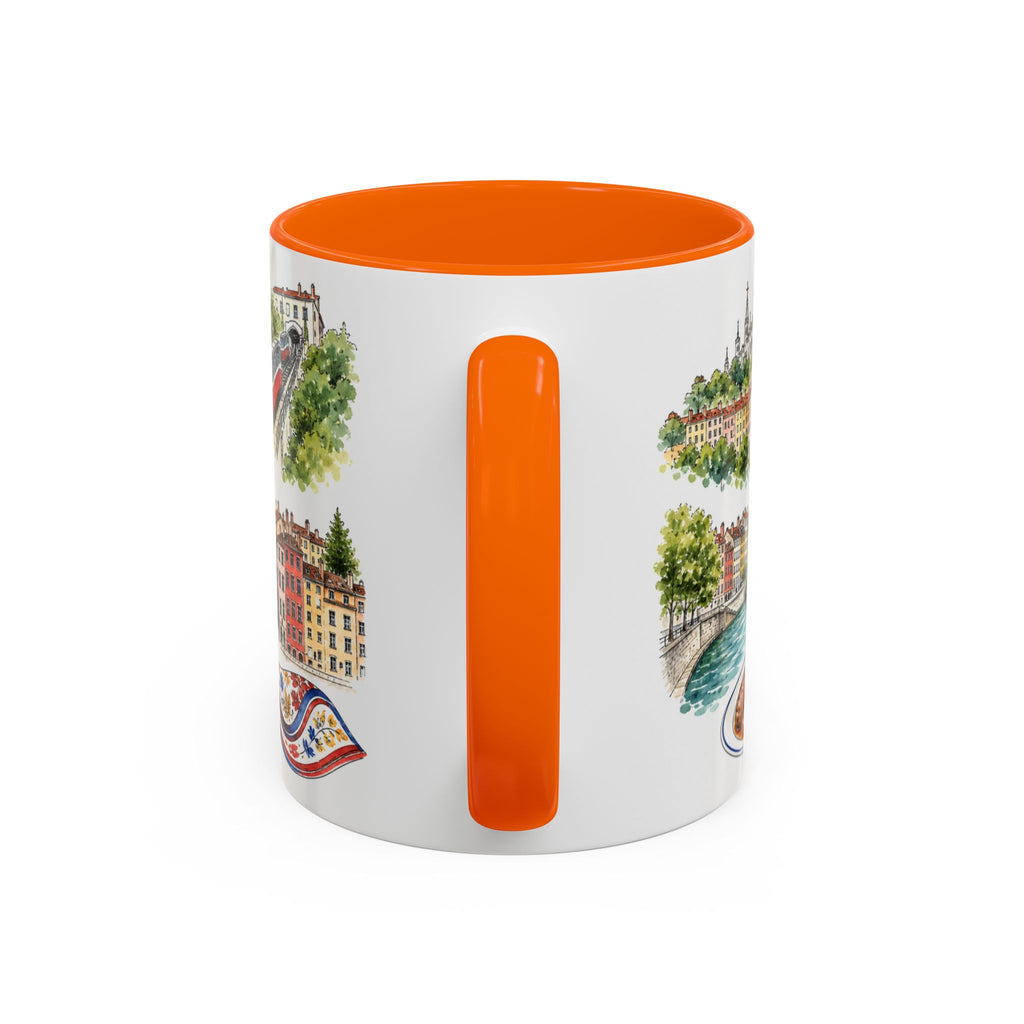 Lyon Illustrated Travel Mug | City Souvenir Accent Coffee Mug | 11oz 15oz Ceramic Cup