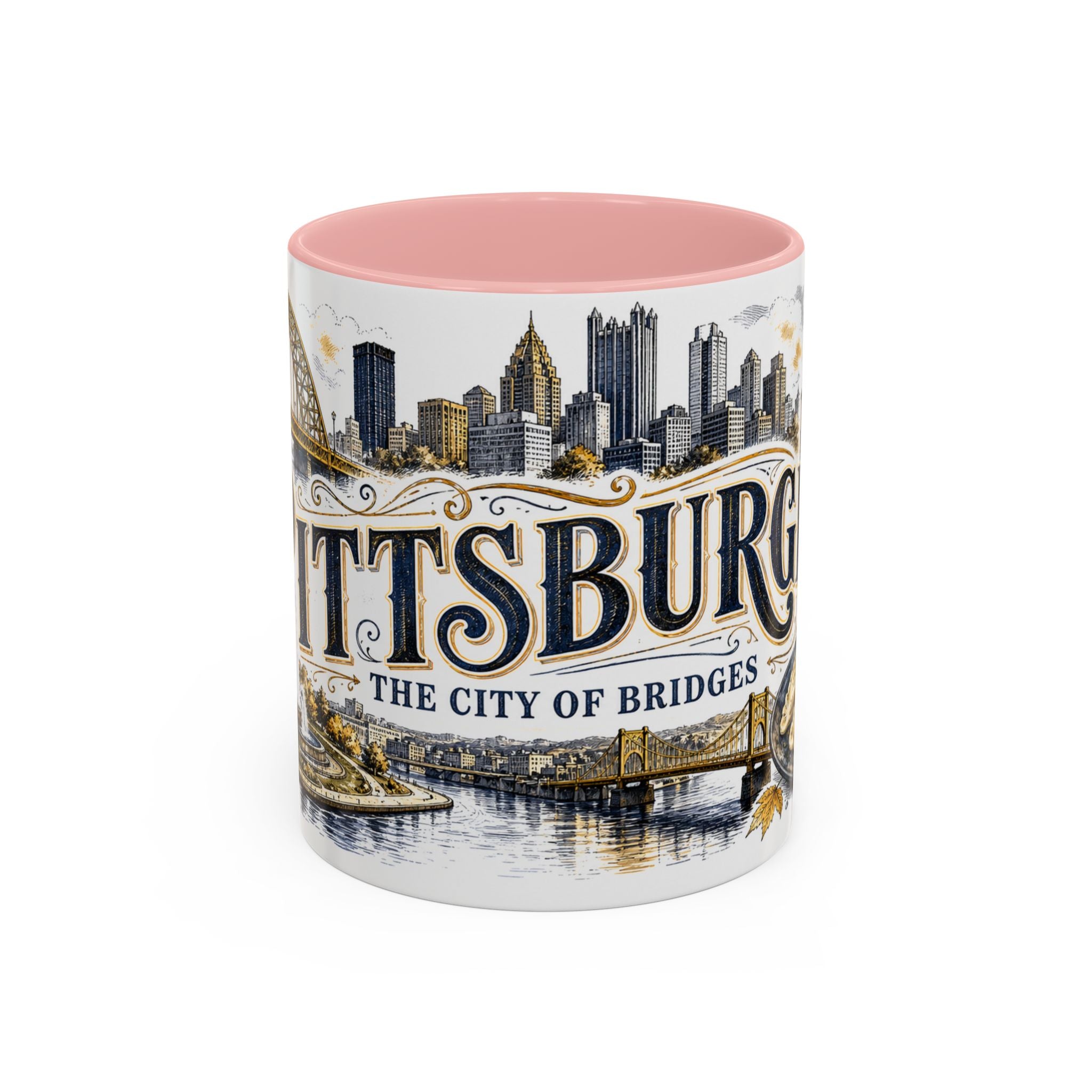 Pittsburgh Coffee Mug | United States Travel Souvenir | Vintage Illustrated City Gift | 11 oz 15 oz Accent Mug