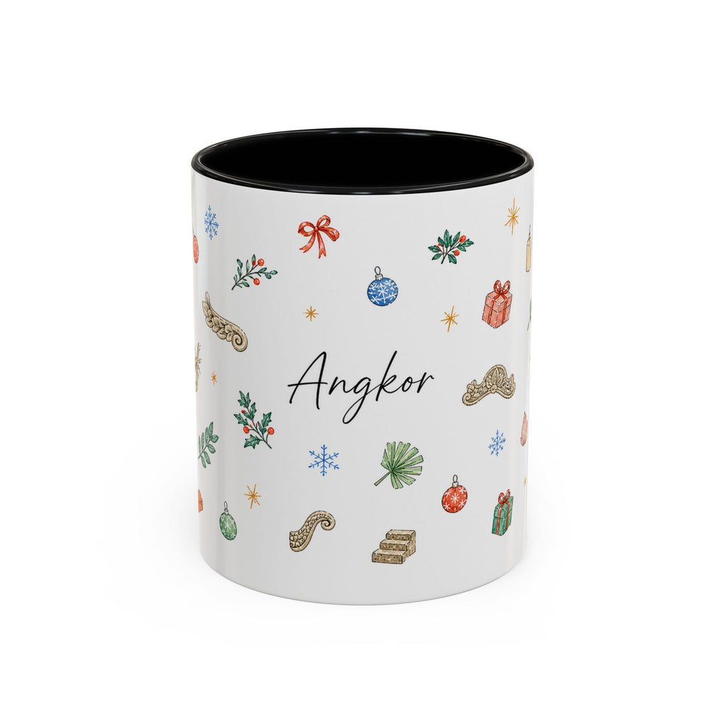 Angkor Christmas Mug | Watercolor Travel Souvenir | Holiday Gift | Accent Ceramic Coffee Cup 11oz 15oz