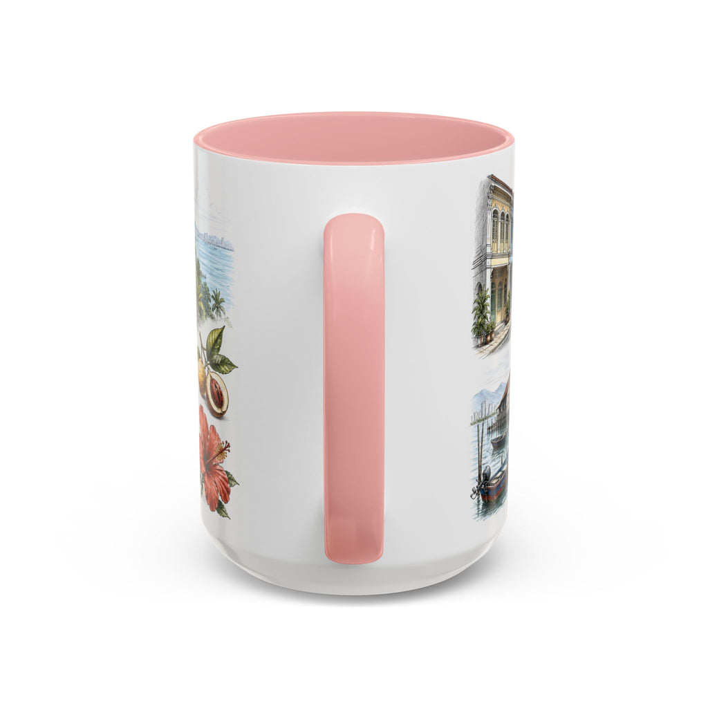 Penang Island Coffee Mug | Malaysia Travel Souvenir | Vintage Illustrated City Gift | 11 oz 15 oz Accent Mug