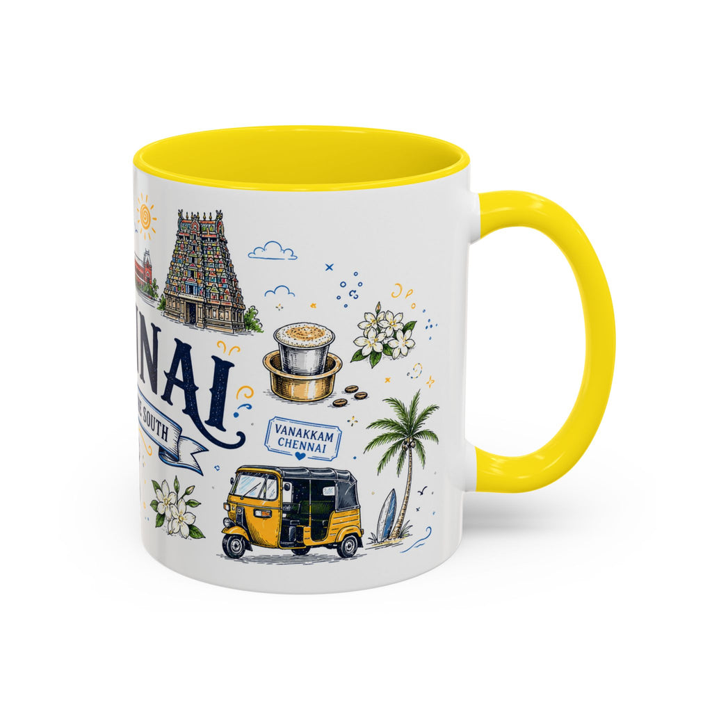 Chennai Coffee Mug | India Souvenir Travel Gift | Accent Color Ceramic 11oz 15oz