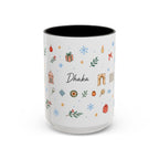 Dhaka Christmas Mug | Watercolor Travel Souvenir | Holiday Gift | Accent Ceramic Coffee Cup 11oz 15oz