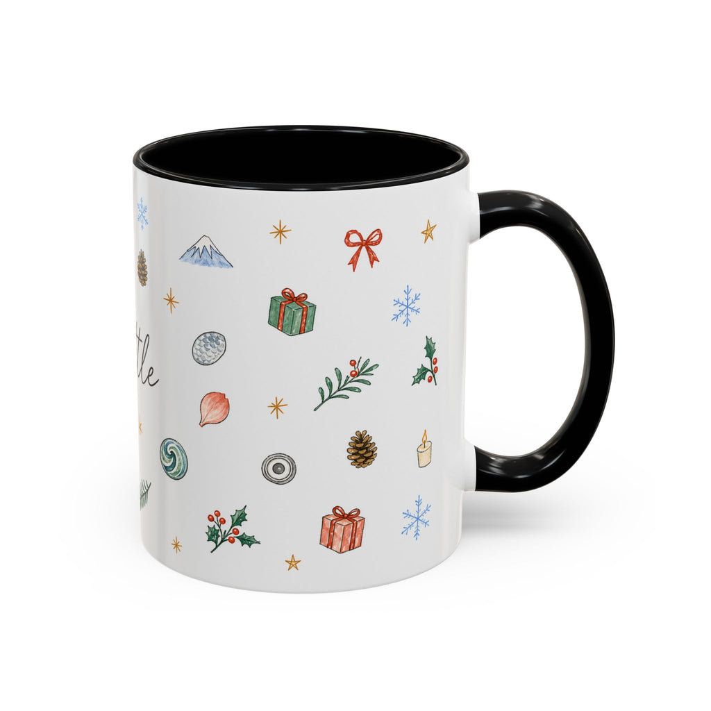 Seattle Christmas Mug | Watercolor Travel Souvenir | Holiday Gift | Accent Ceramic Coffee Cup 11oz 15oz