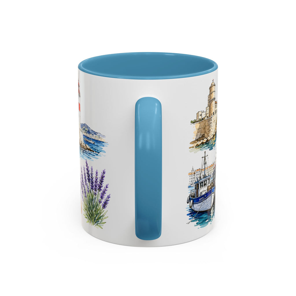 Marseille Illustrated Travel Mug | City Souvenir Accent Coffee Mug | 11oz 15oz Ceramic Cup