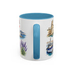 Marseille Illustrated Travel Mug | City Souvenir Accent Coffee Mug | 11oz 15oz Ceramic Cup
