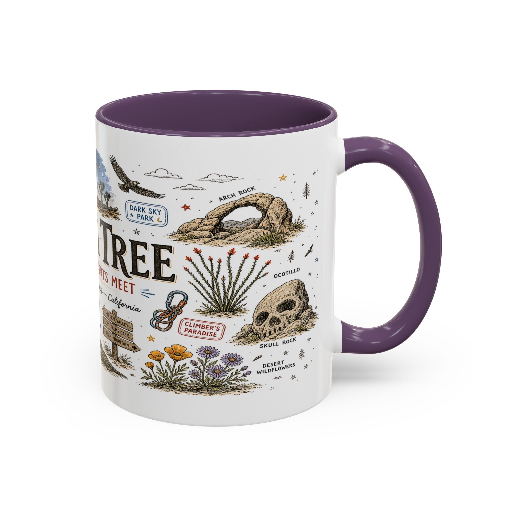 Joshua Tree Coffee Mug | National Park Desert Camping Gift | Accent Color Ceramic 11oz 15oz