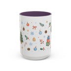 Christmas Mug | Watercolor Tree Gifts Wreath Holiday Cup | Accent Coffee Mug 11oz 15oz