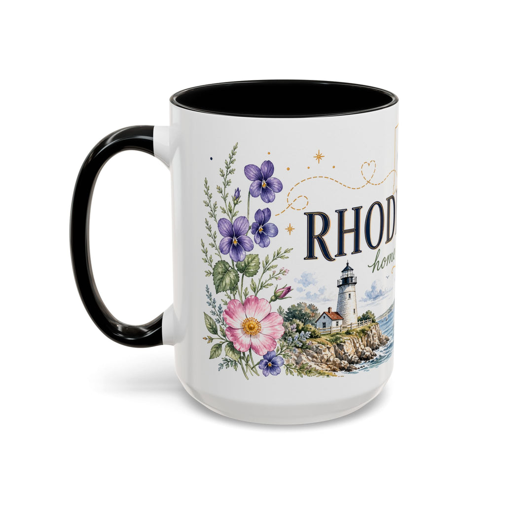 Rhode Island State Map Mug | Botanical Seaside Accent Cup (11oz or 15oz)