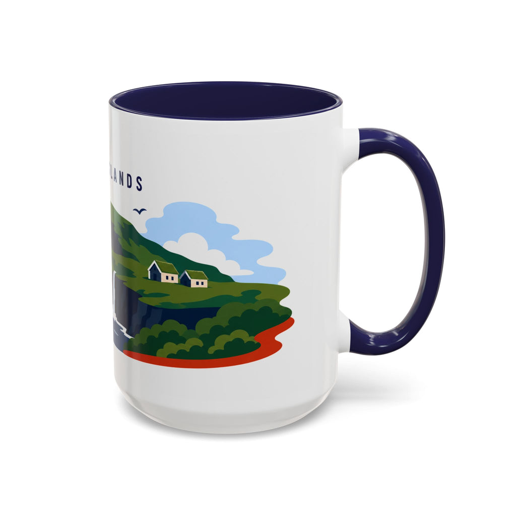 Faroe Islands Coffee Mug | Travel Destination Souvenir Gift | Accent Color Ceramic 11oz 15oz