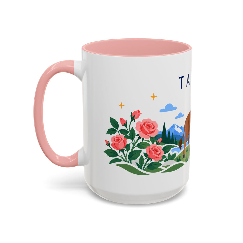 Taurus Zodiac Coffee Mug | Bull and Rose Design | Astrology Birthday Gift | 11 oz 15 oz Ceramic Accent Mug
